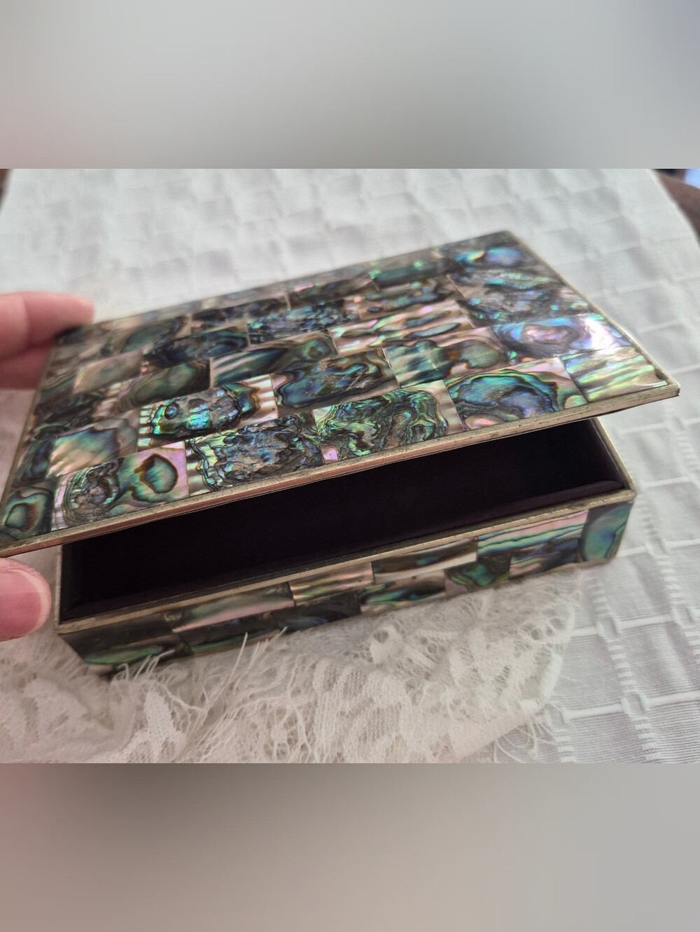 Vintage Silver And Mother Of Pearl/Abalone Box - Picture 3 of 11